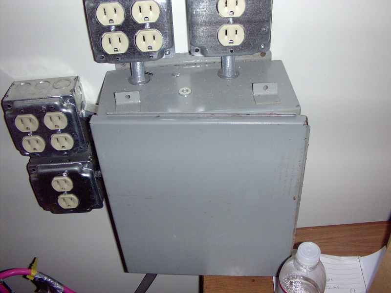 Running a 220v 50 breaker.  goes to a box with 2 solid state realys droping the voltage to 110.  The relays will be computer controlled so that half the lights will shut off if temp get to far out of range. 